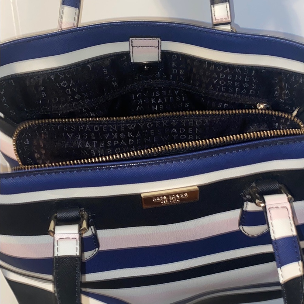 Kate Spade Black and Blue Striped Women's Bag GUC - Picture 5 of 8